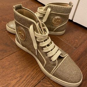 Christian Louboutin gold glitter sneakers